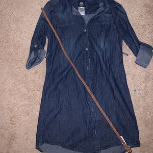 Route 66 Girls Jean Dress with Brown Braided Belt